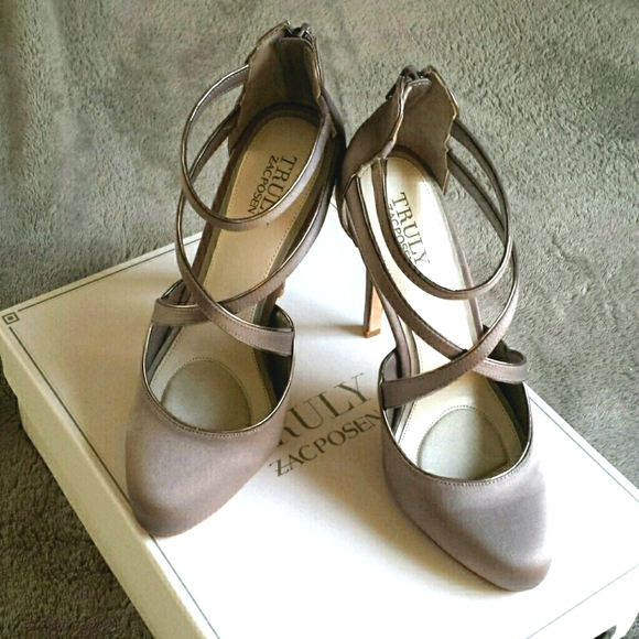 Zac Posen Gray Strappy Matte Satin Heels - Picture 5 of 10